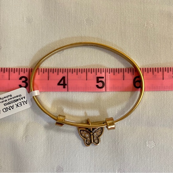 NWT Alex and Ani Crystal Butterfly Charm Bangle in Rafaelian Gold. - Picture 12 of 14